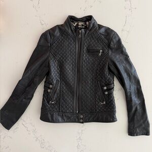 Y2K DKNY Genuine Leather Quilted Moto Jacket
